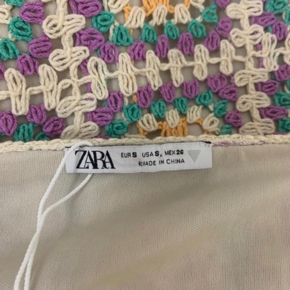 Zara croché boho mini dress size small multicolor - Picture 5 of 16